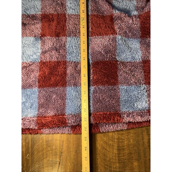 Eddie Bauer Women's Plush 1/4 Zip Pullover Plaid Blue Maroon Soft XL - Picture 8 of 8